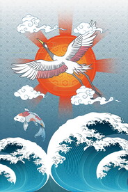 国潮装饰画 飞鹤