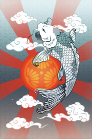 鲢鱼印花图案 国潮装饰画