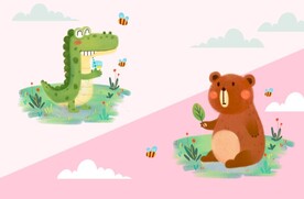 手绘卡通动物儿童壁画