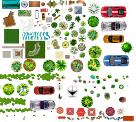 绿化园林豪车高清彩平素材PSD
