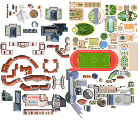 室外外景高清彩平素材PSD
