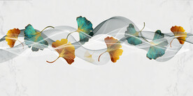 装饰画 抽象画 线条 杏叶