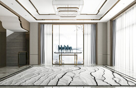 新中式客厅沙发背景墙家具空景