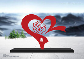 红色爱心雕塑景观