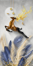 装饰画 羽毛 麋鹿