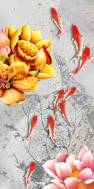 装饰画 鱼 荷花