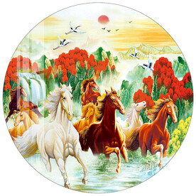 马到成功鸿运当头圆形装饰画