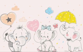 装饰画 晶瓷画 大象 卡通