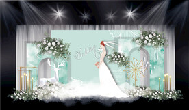 白绿色婚礼效果图设计