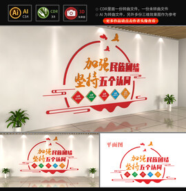 民族团结五个认同文化墙