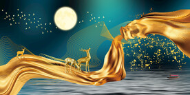 装饰画 晶瓷画 麋鹿