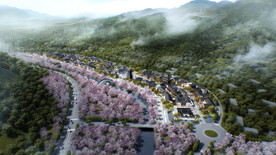 中式文化旅游项目鸟瞰效果图