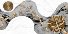 装饰画 晶瓷画 鲤鱼 圆圈