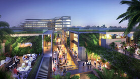 商业街夜景小鸟瞰