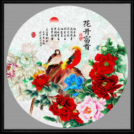花开富贵牡丹孔雀图