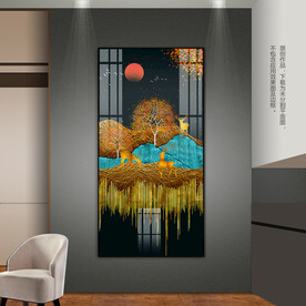 抽象远山麋鹿客厅玄关装饰画挂画