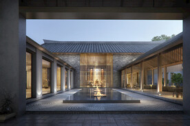 古镇度假酒店大堂连廊效果图