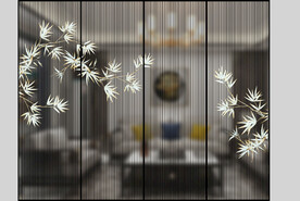 高清分层透明底推拉门打印图