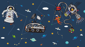 卡通星球儿童背景墙