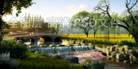 田间石汀步瀑布跌水