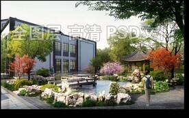 太湖石水池园林绿化