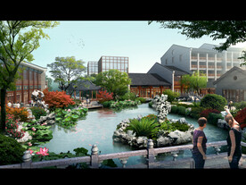 古建荷花塘园林景观