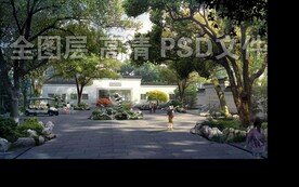 湖石香樟林荫古建园林