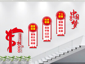 核心价值观楼梯文化墙展板