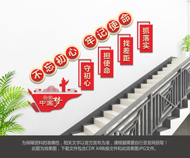 不忘初心楼梯文化墙