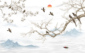 新中式山水背景