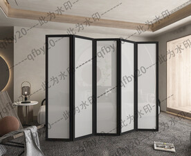 新中式 客厅 北欧 木色屏风 