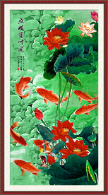 荷花鲤鱼图