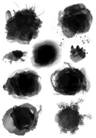 古风泼墨水墨毛笔纹理墨迹干毛笔