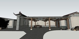 农村建筑廊棚传统农家院落土墙