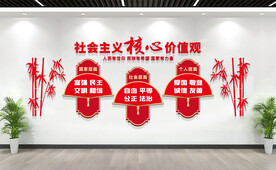 中国风社会主义核心价值观文化墙