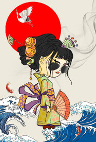 国风潮古装美女玄关装饰无框画