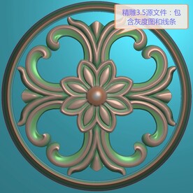 EPS圆形浮雕板 精雕灰度图