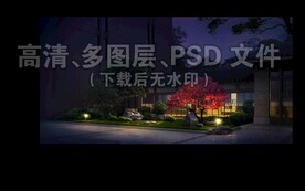 日式庭院小景夜景