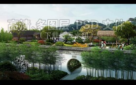 竹林月洞门园林