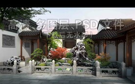 古典庭院假山瀑布景观