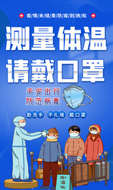 测量体温佩戴口罩防疫海报