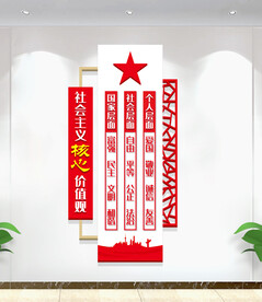 核心价值观竖版文化墙展板