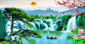 迎客松山水画