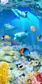 海底唯美玄关背景墙