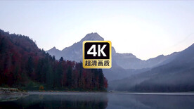 唯美远山湖面树林美景