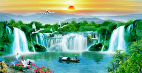 新中式山水画背景墙