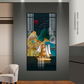 轻奢风一帆风顺客厅玄关背景画