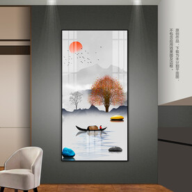客厅山水装饰画玄关挂画晶瓷画