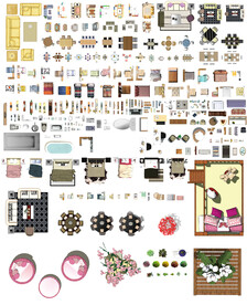 平面图块高清彩平素材PSD