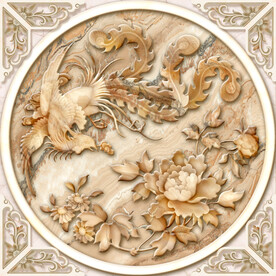 龙凤呈祥玉浮雕中式天顶壁画